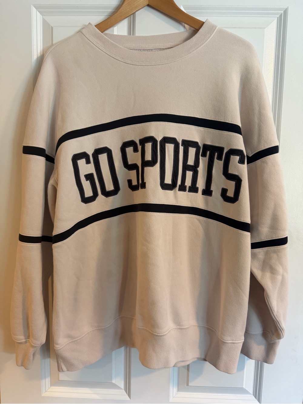 Abercrombie & Fitch Beige Go Sports Crewneck Sweatshirt with Black Trim Size XL